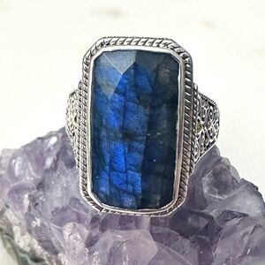 Robert Manse Faceted Labradorite Balinese Sterling Silver 18k Gold Accent Ring-9